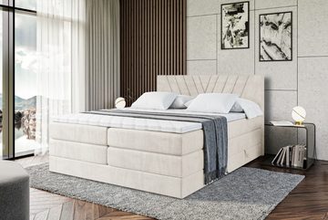 ALTDECOR Boxspringbett ERNINA KING (Multipocket-Matratze H4 und H3 Matratze Bonellfederung Topper Kopfteil)