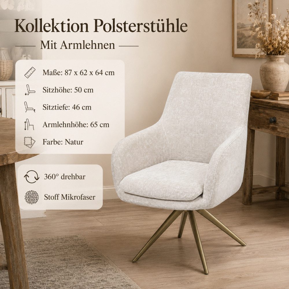 Wohnpalast Polsterstuhl Armlehnstuhl LIVANO 360 – drehbar, Mikrofaser, 360° Drehfunktion, K