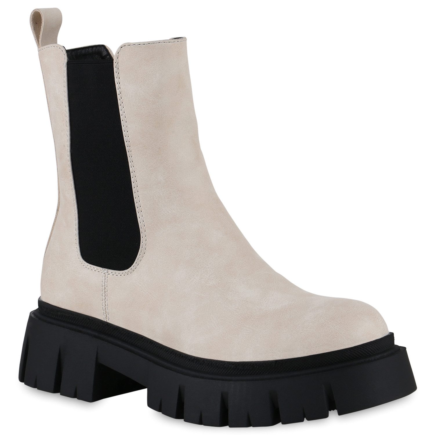 VAN HILL 839534 Plateaustiefelette Damen Plateau Stiefeletten Elizabeth Trendy Boots mit Profilsohle