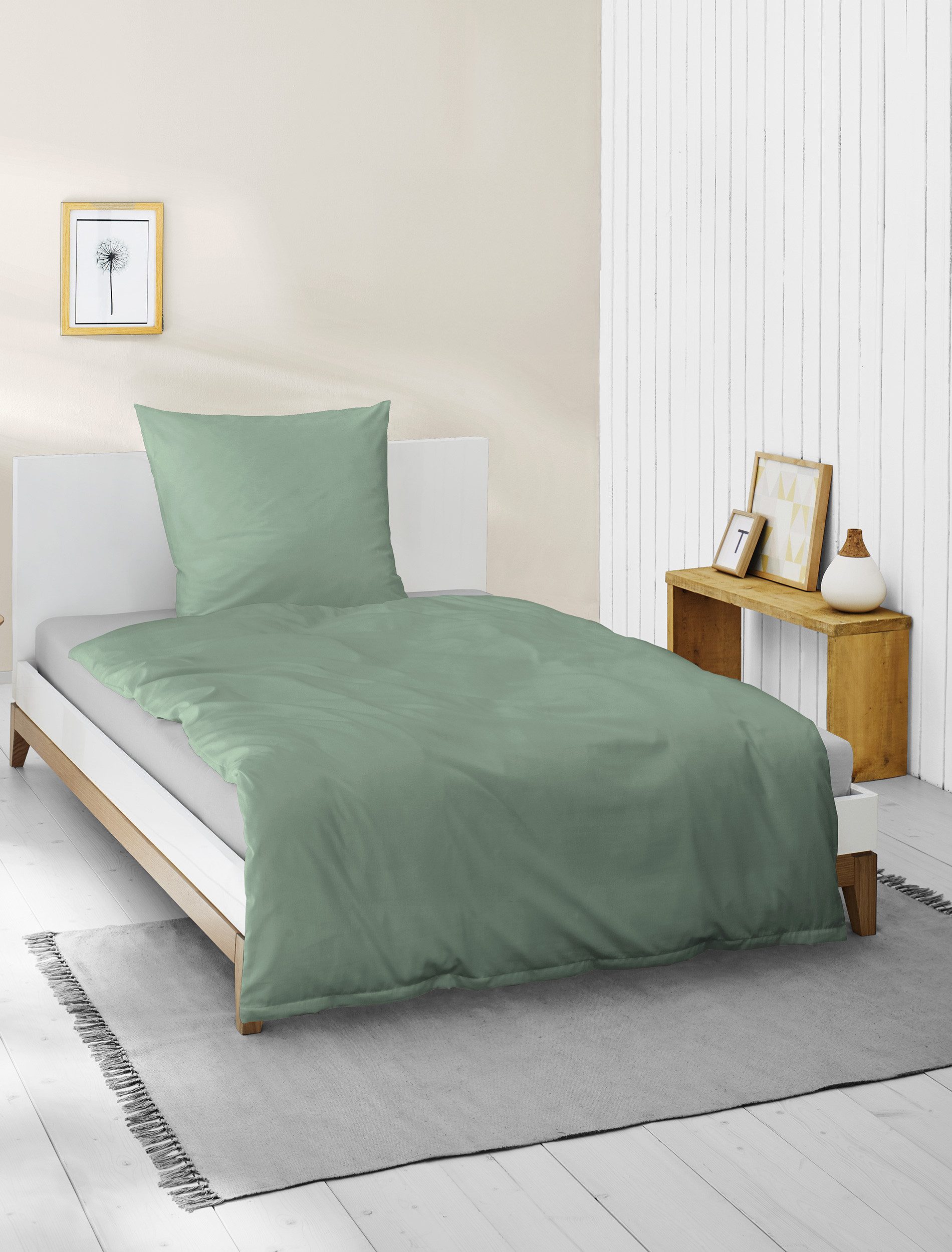 BIERBAUM Bettwäsche Elegant uni, Mako-Satin, 2 teilig, Mako-Satin, 100 % Baumwolle, Uni, pflegeleicht