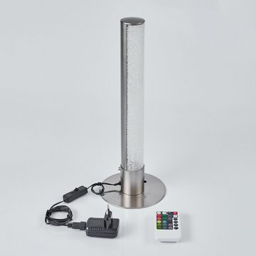 hofstein Tischleuchte »Resina« dimmbare Tischleuchte aus Metall, Nickel-matt, Glitzer-Effekt, 3000 Kelvin, 5 Watt, 400 Lumen,Nachttischlampe,RGB Farbwechsler und Fernbedienung