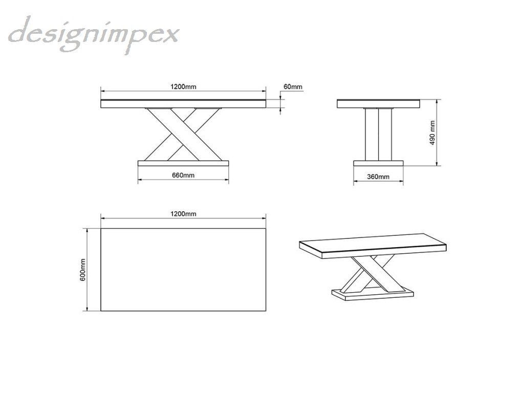 Hochglanz Tisch Weiß Wohnzimmertisch Schwarz Schwarz Hochglanz / Design designimpex H-888 Hochglanz / Couchtisch Weiß