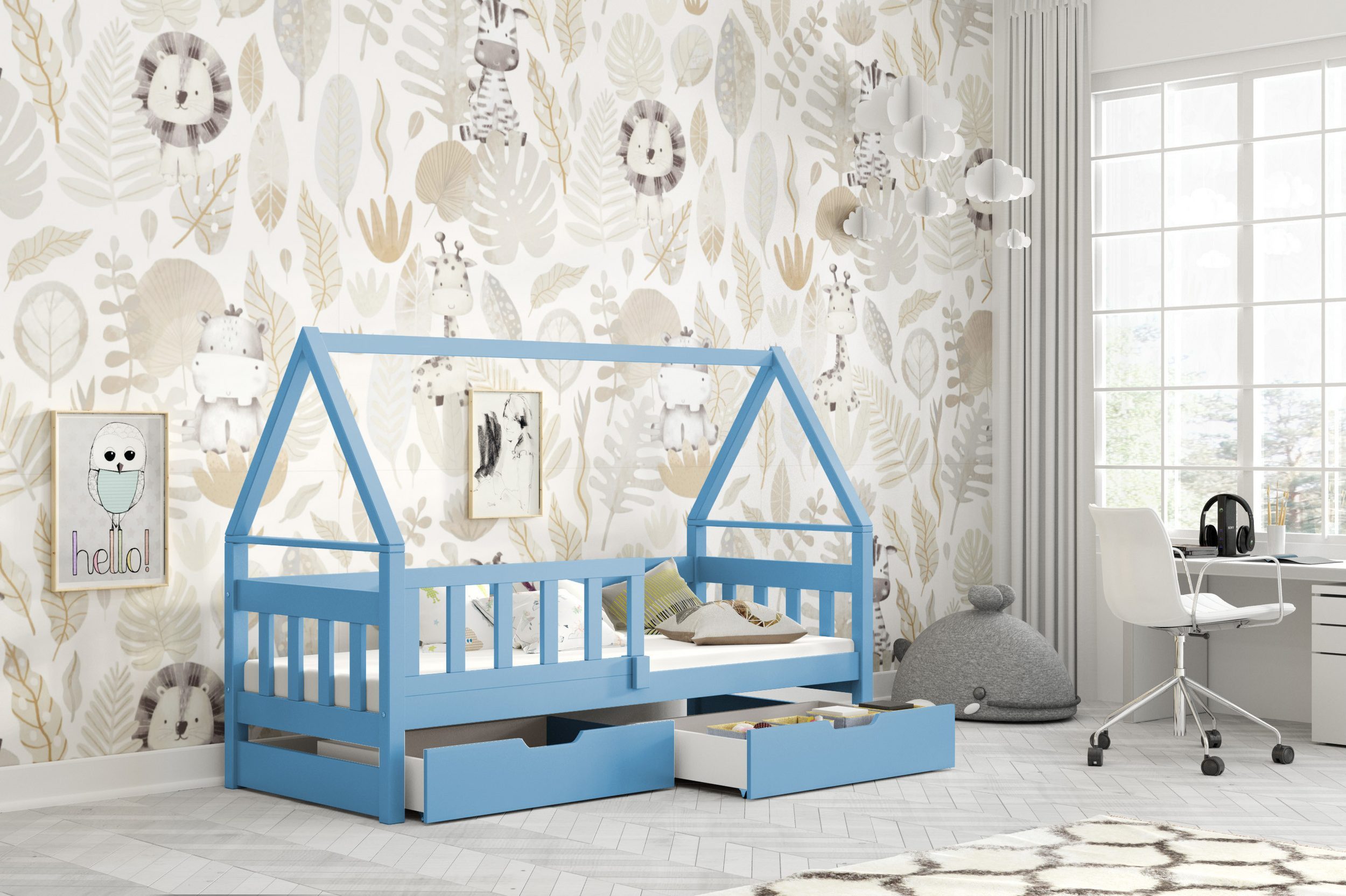 thematys Kinderbett mit Rausfallschutz und Ausziehbett günstig online kaufen