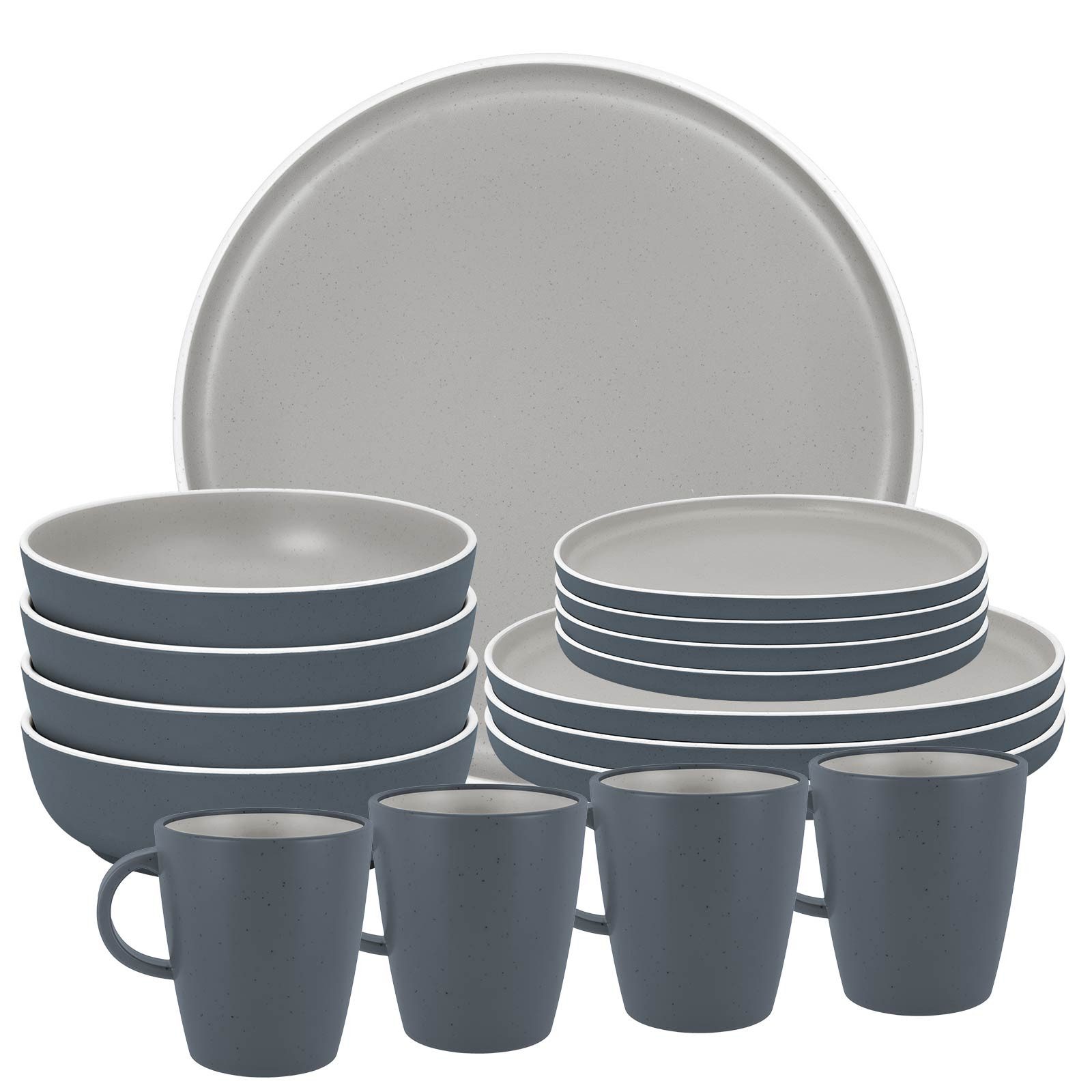 BRUNNER Geschirr-Set BRUNNER Camping Geschirrset TRILOGY (12, 16, 36-tlg) GREY AntiSlip (16-tlg)