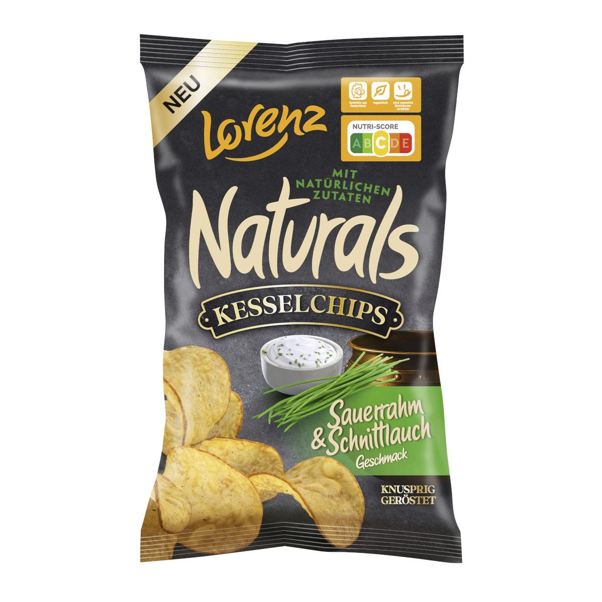 BAHLSEN Knabberei, Lorenz Naturals Kesselchips Sauerrahm und Schnittlauch Geschmack 95g