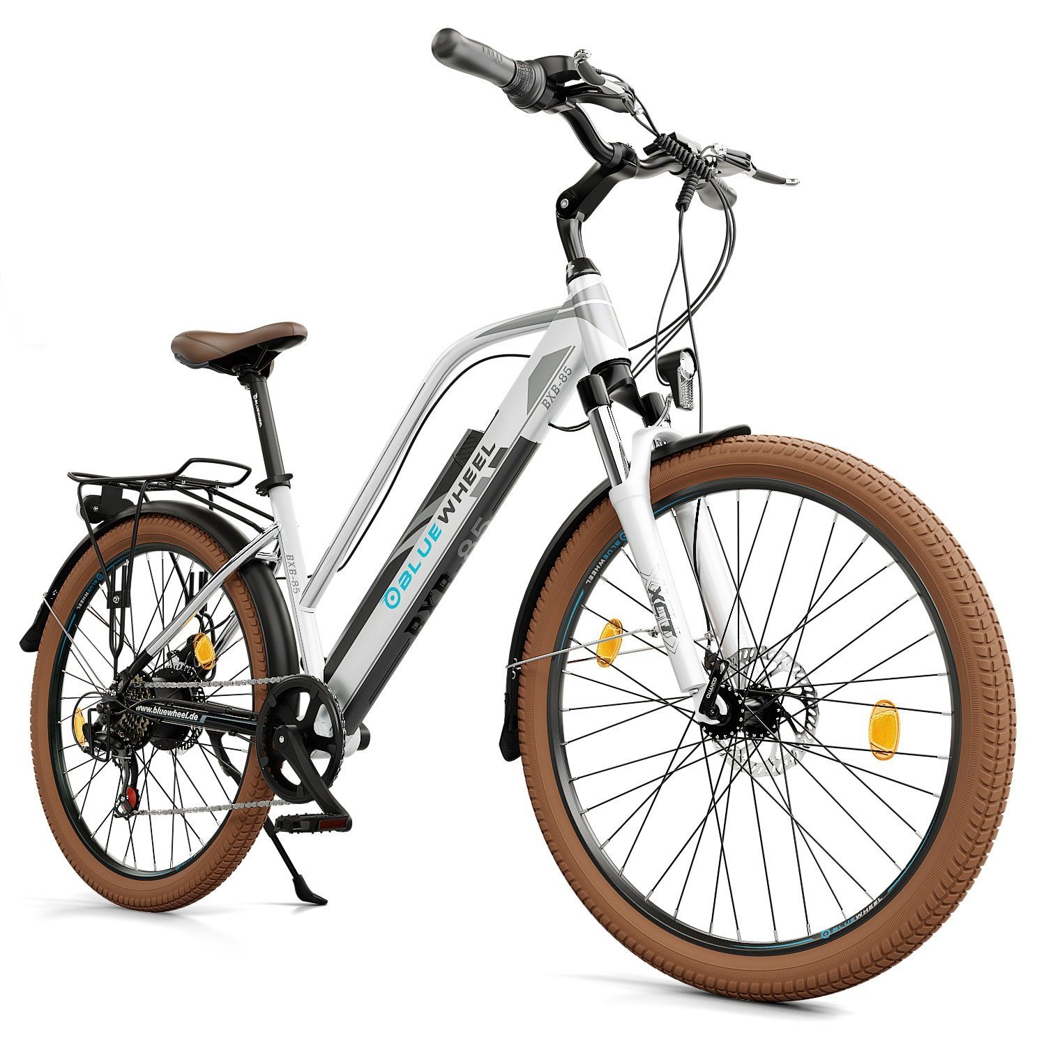 Ebike I Bluewheel 7 Qualitätsmarke Deutsche E-Bike Wh Kettenschaltung, Top Gang, Akku, Electromobility BXB85, City + 373,40 Heckmotor, Nabenmotor