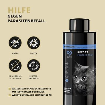 Peticare Zeckenschutzmittel Zecken, Milbenschutz Spot-On für Katzen - petCat Protect 2961, 100 ml