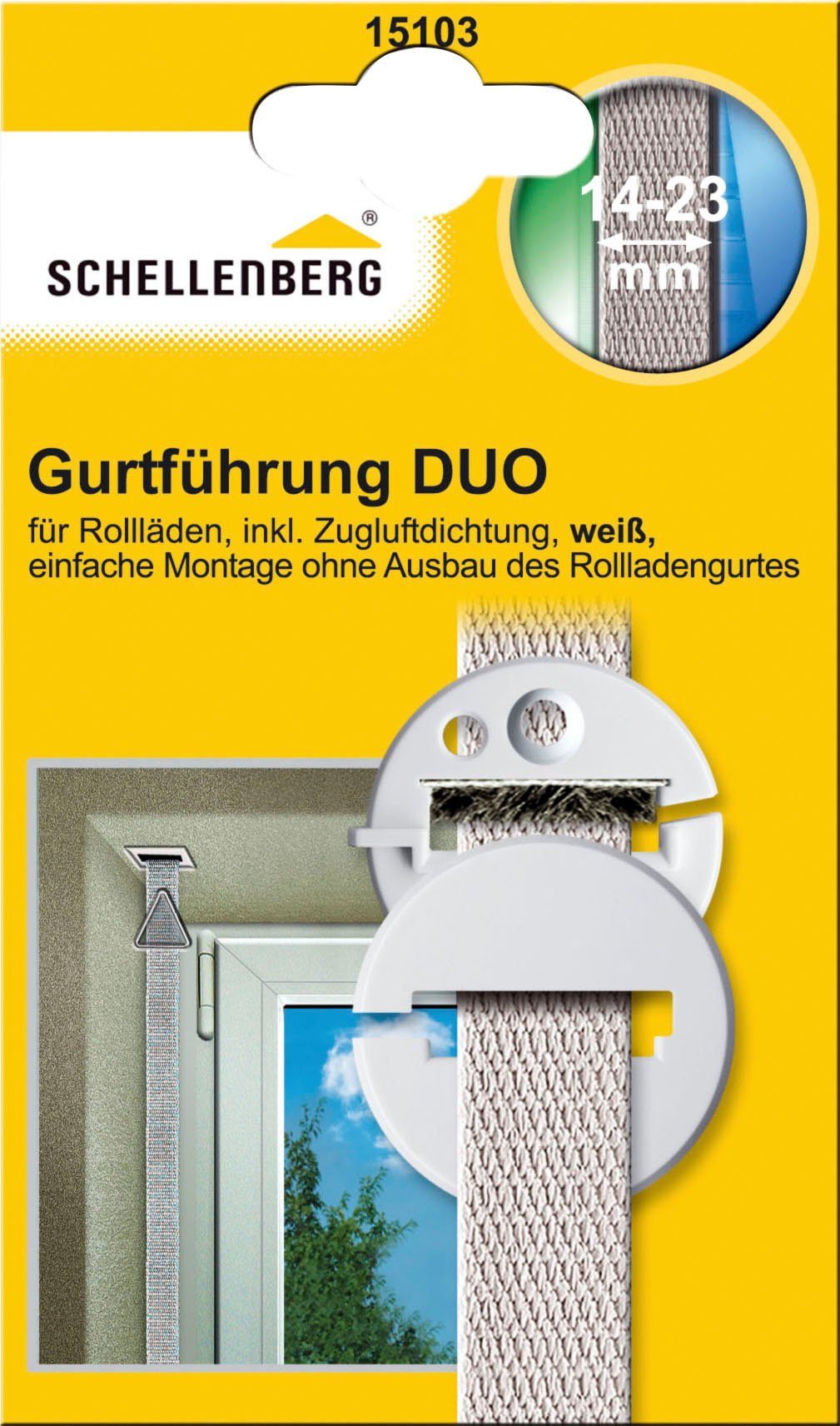 SCHELLENBERG Rollladen-Gurtführung Duo für das Rollladensystem Mini und Maxi, für max. 2,3 cm Gurtbreite, Set, 1-St., mit einer Rollladengurtbandbreite von 14-23 mm geeignet, rund