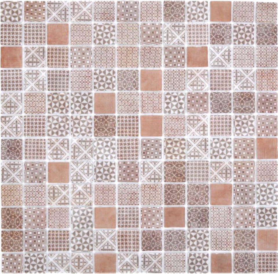 Mosaikfliesen matt Mosaikfliesen 10 Recycling Mosaikmatten braun Mosani / Glasmosaik
