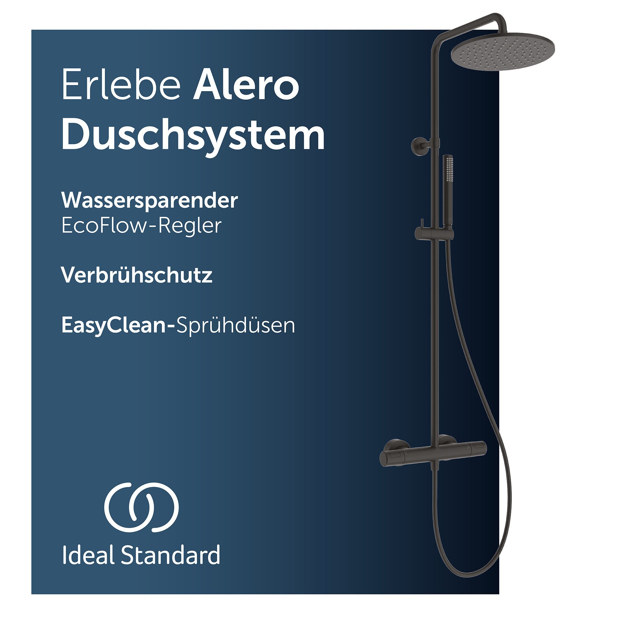 Ideal Standard Duschsystem Alero, Wasser- & Energiesparend, CoolBody-Technologie, Einfache Reinigung