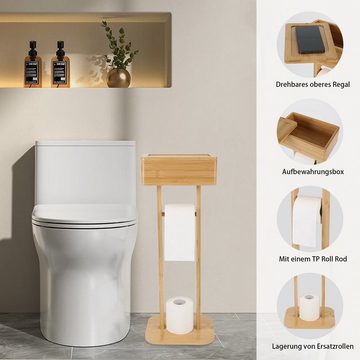 TWSOUL Toilettenpapierhalter WC-Garnitur aus Bambus, klopapierhalter ständer