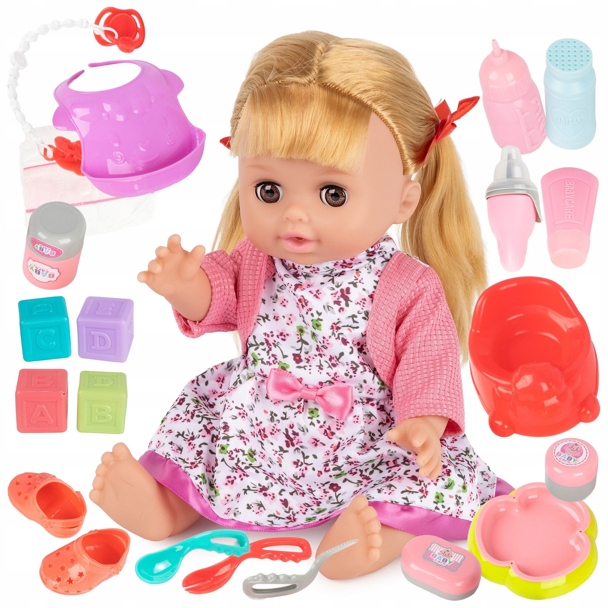 Kinderplay Dolls & Strollers Babypuppe Puppenbaby mit Zubehör – sprechende Babypuppe für Rollenspiel (Set)