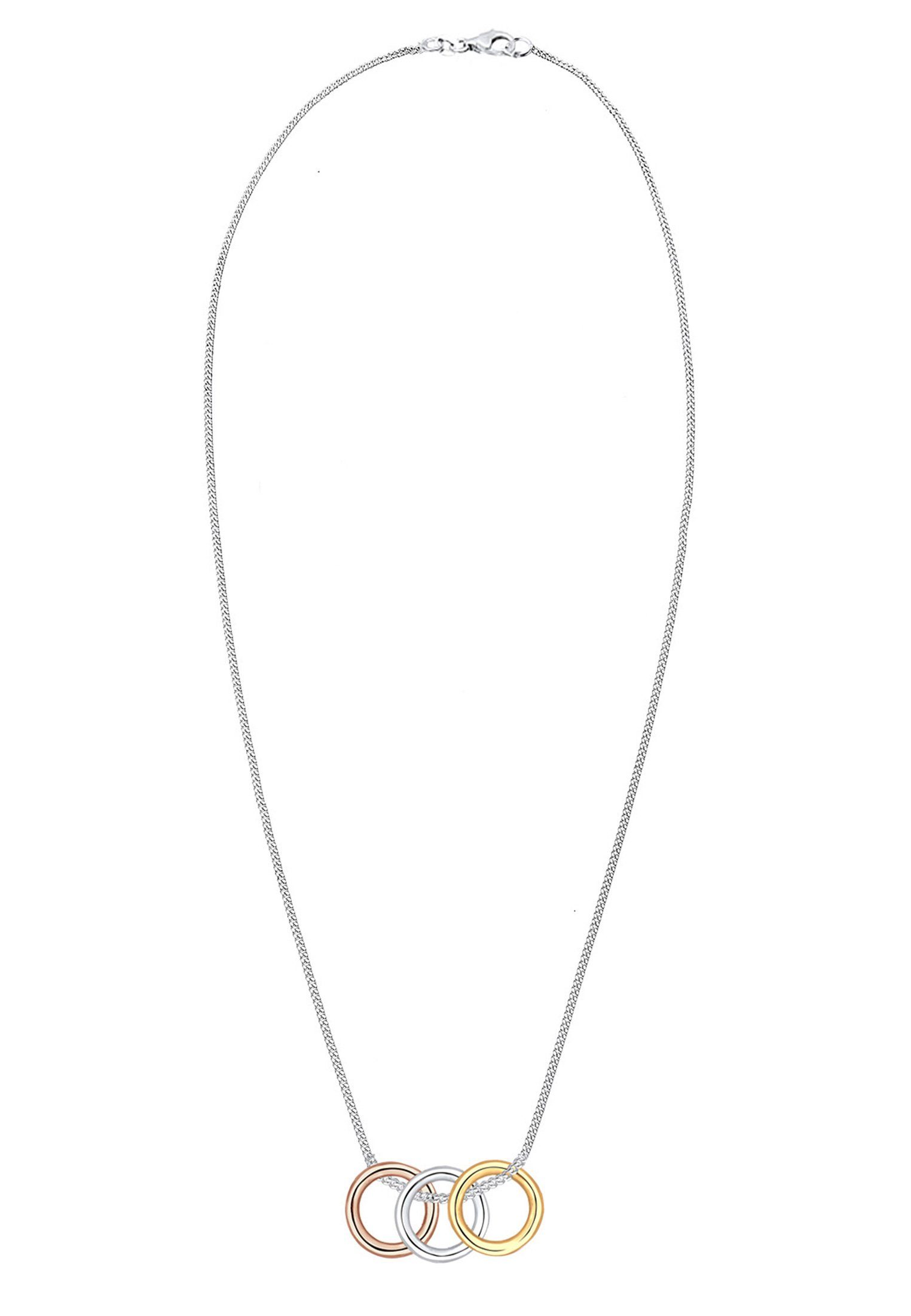 Anhänger Kreis Minimal Geo 925 Kette mit Elli Design Tricolor Silber, Kreis