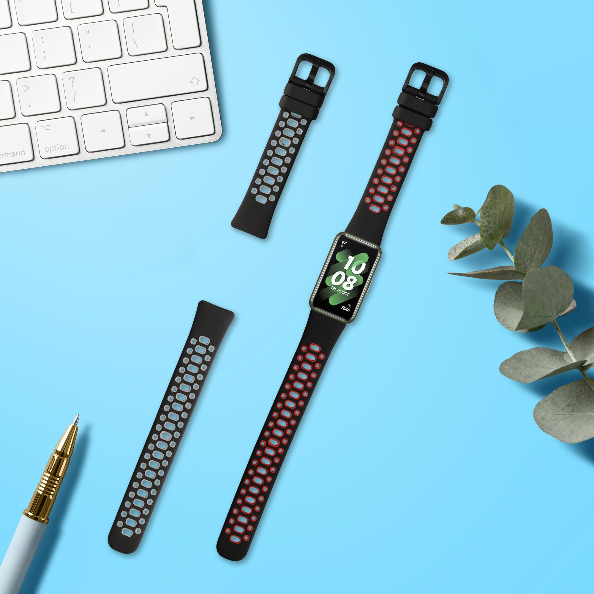 kwmobile 2x Sportarmband für Huawei Band 10 / 9 / 8 Smartwatch, 2-tlg., Armband TPU Silikon Set Fitnesstracker