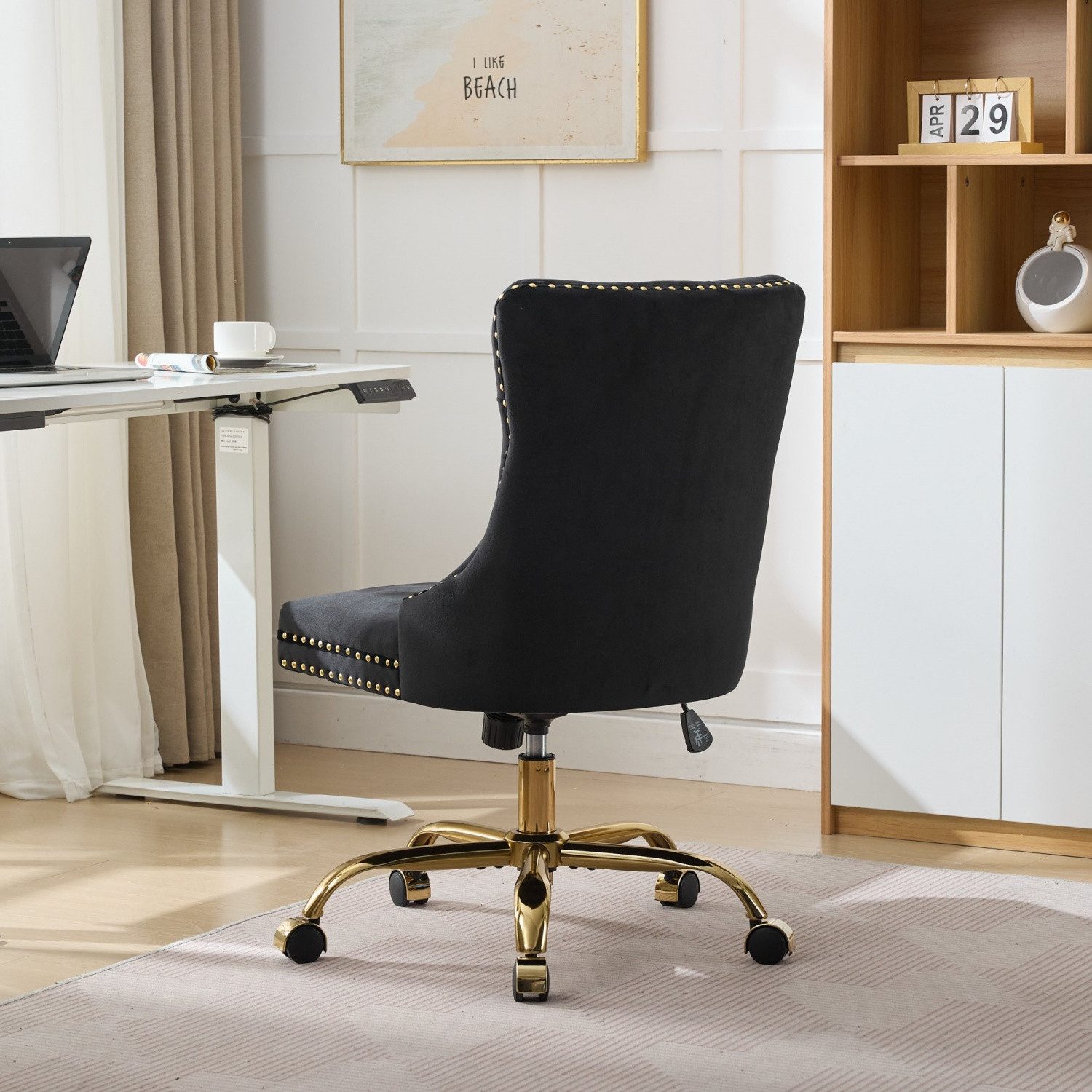 ANYSUN Bürostuhl Bürostuhl Samt,Homeoffice Stuhl,Schreibtischstuhl mit Rollen (Schminktisch Stuhl Höhenverstellbar,Schreibtischstuhl, 1 St), für Studie,Büro,Schlafzimmer,Bis,Arbeitszimmer