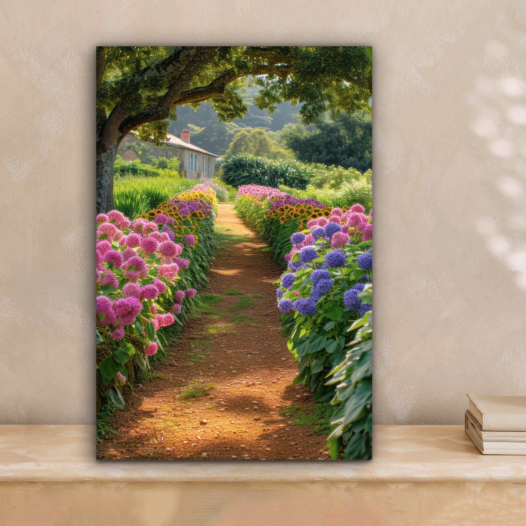 OneMillionCanvasses® Leinwandbild Blumen - Weg - Sonnenblumen - Garten - Ho günstig online kaufen