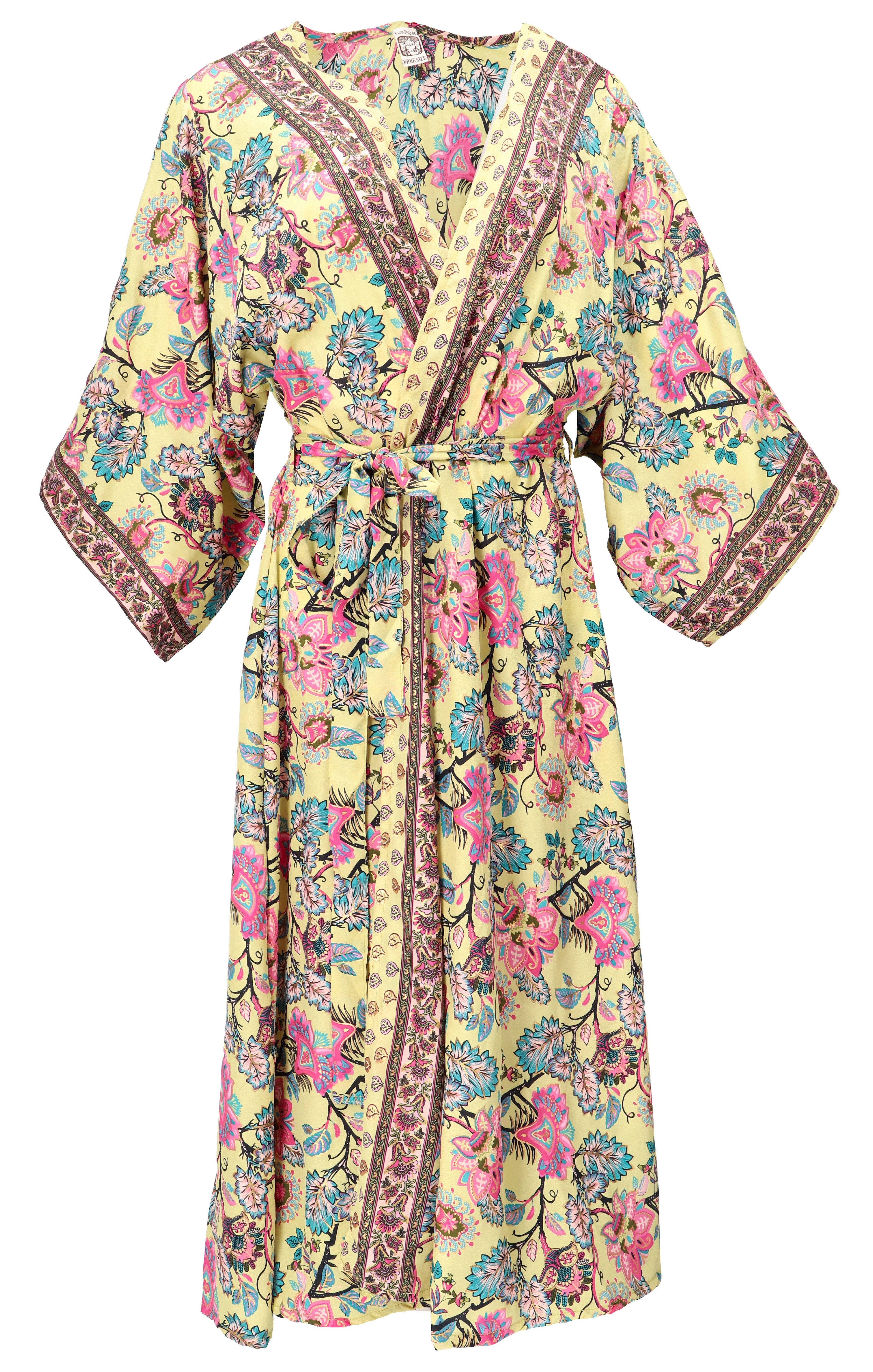 Guru-Shop Kimono Kimonokleid, seidig glänzender Boho günstig online kaufen