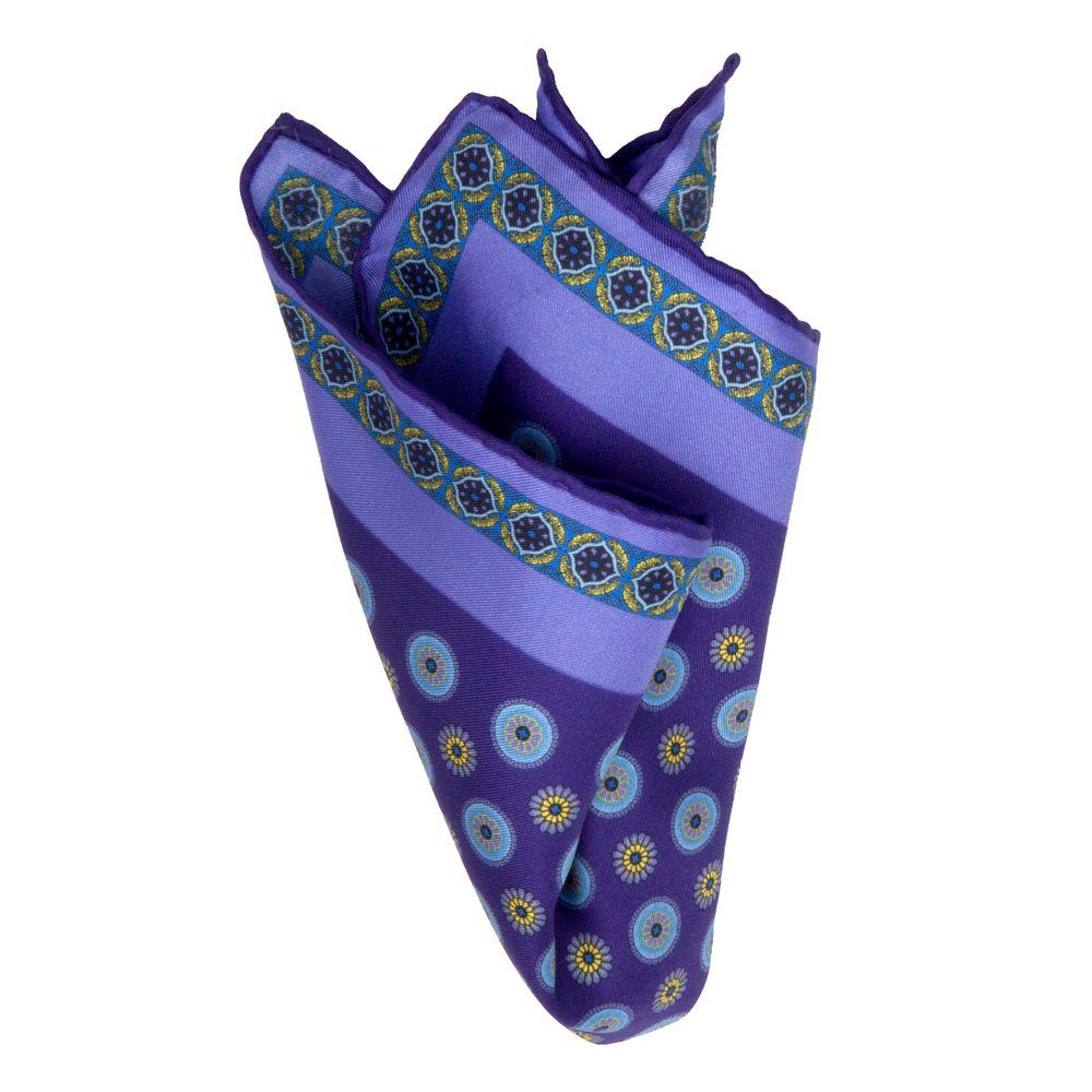 BGENTS Einstecktuch Handrolliertes Einstecktuch Ultra Besondere aus Blüten-Muster Seiden-Twill Lila, Violet mit Farbbrillanz in