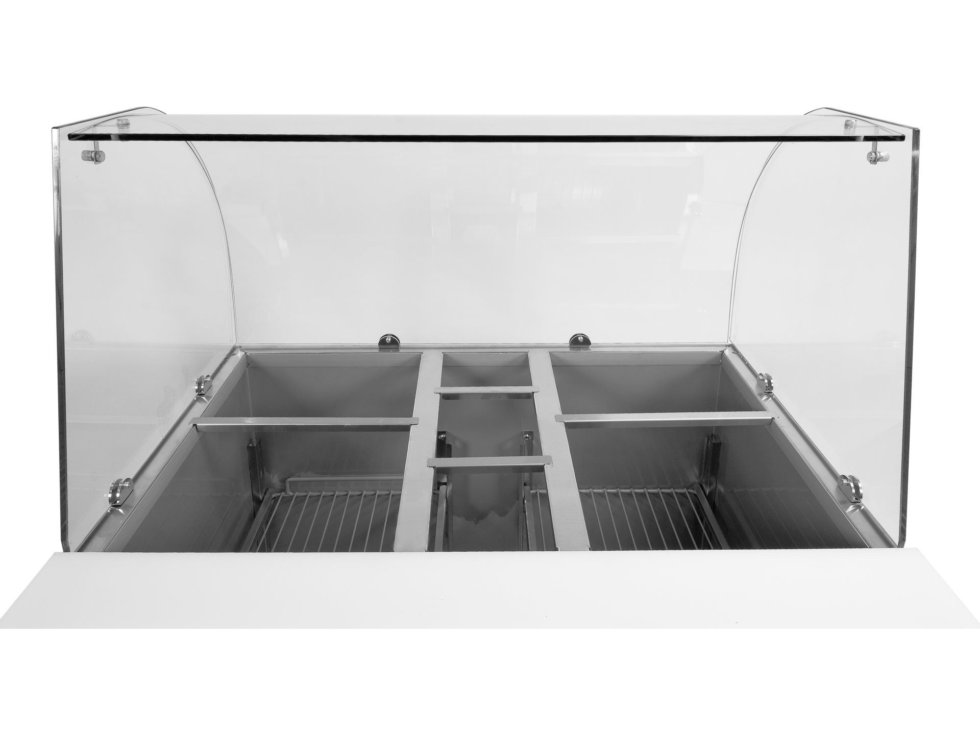 Yato Arbeitstisch Kühltisch mit Glasaufsatz für GN-Behälter 170W, 240L, 900x700x850mm (PE, PE)