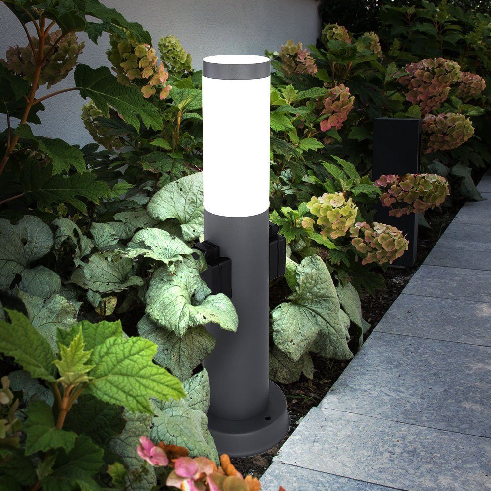Sockelleuchte Steckdosen Außen Leuchtmittel Edelstahl Sockelleuchten, inklusive, Beleuchtung nicht Stehlampe Globo Garten