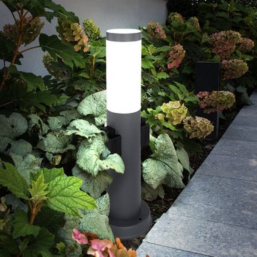 Globo Sockelleuchten, Leuchtmittel nicht inklusive, Außen Steh Lampe Garten Beleuchtung Steckdosen Edelstahl Sockel