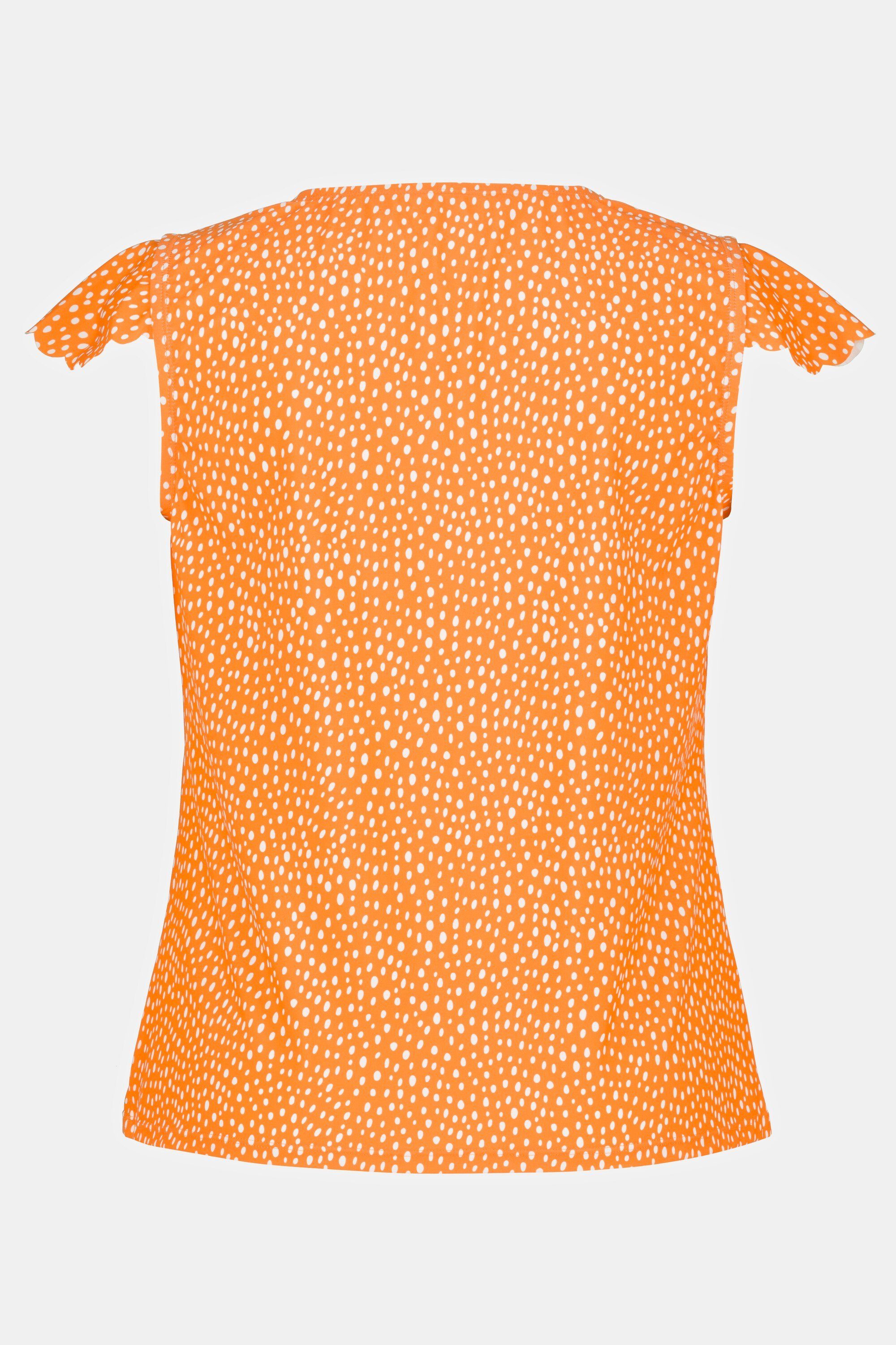 Popken Tankini T-Shirt Cup-Ärmel Ulla orange UV-Schutz V-Ausschnitt 50+