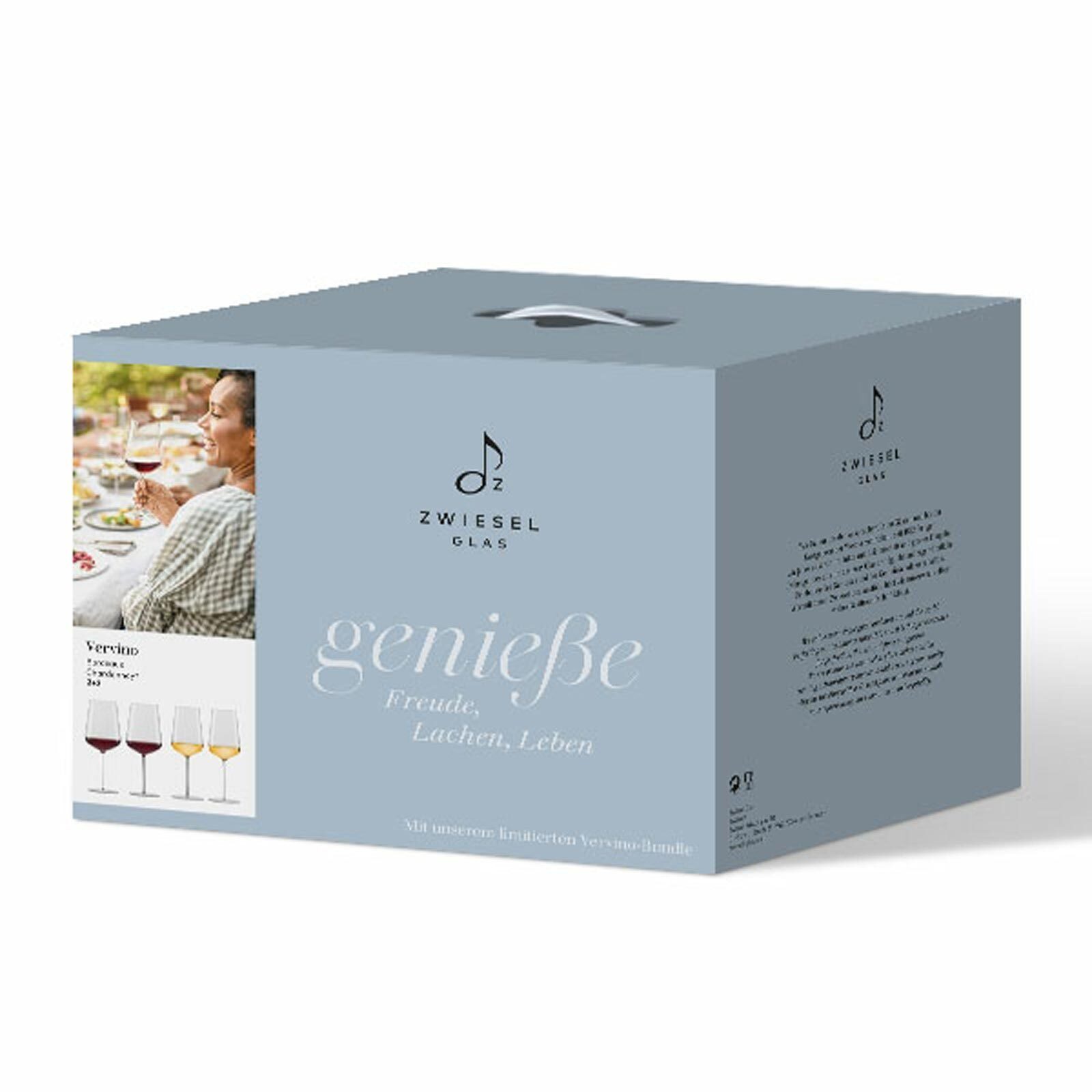 Zwiesel Glas Gläser-Set Vervino Chardonnay und Bordeaux Weingläser 4er Set, 4-tlg., Glas
