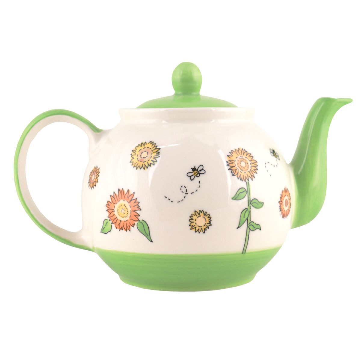 Mila Teekanne Mila Keramik-Teekanne Sunny Sunflowers ca. 1,2 Liter, 1200 l, (Stück, 1 Teekanne mit Deckel)