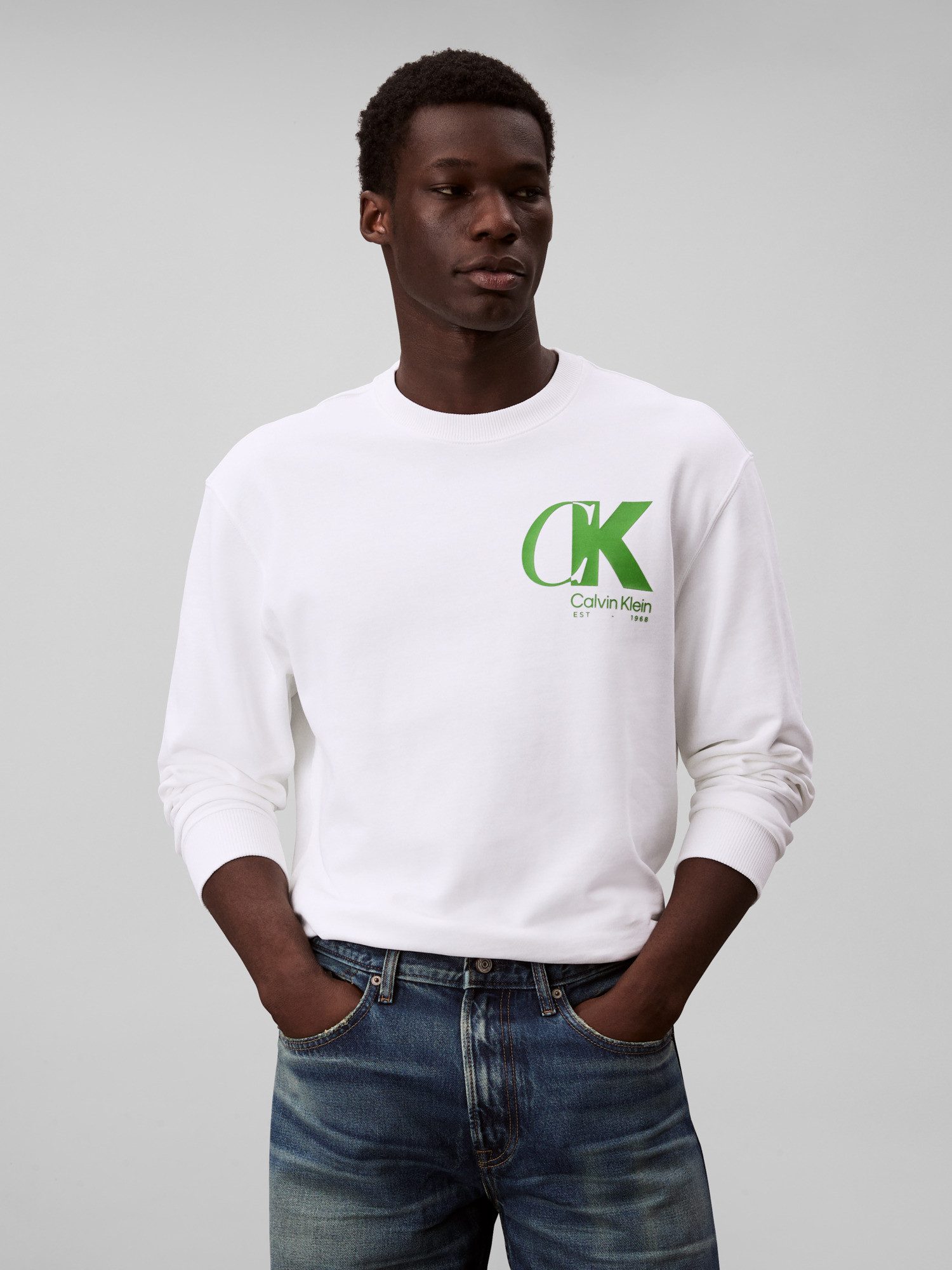 Calvin Klein Sweatshirt LS EU 350TERRY CK OVERLAP GRAPHI Rundhalsausschnitt günstig online kaufen