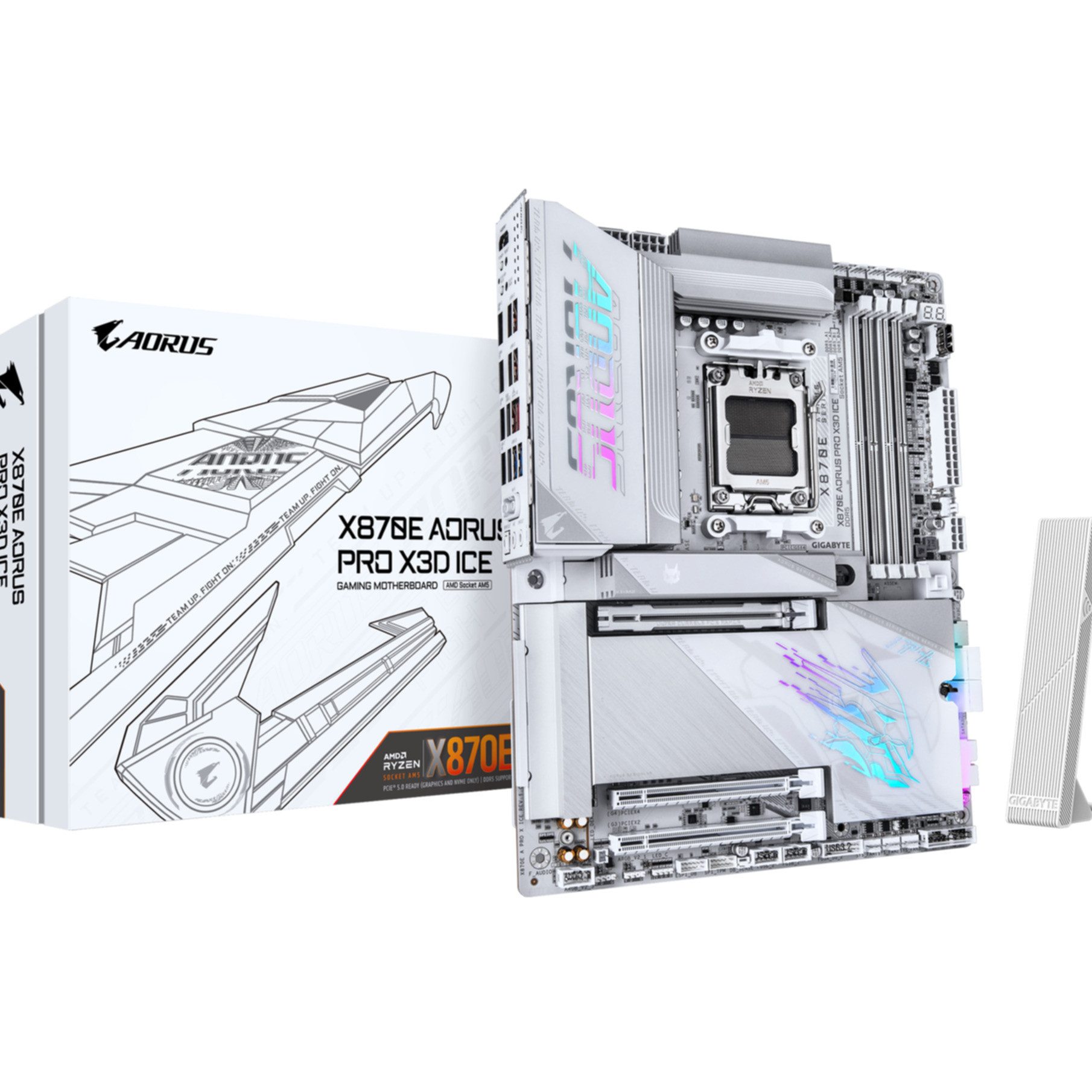 Gigabyte X870E AORUS PRO X3D ICE Mainboard – Unterstützt AMD Ryzen 9000 Prozess Mainboard