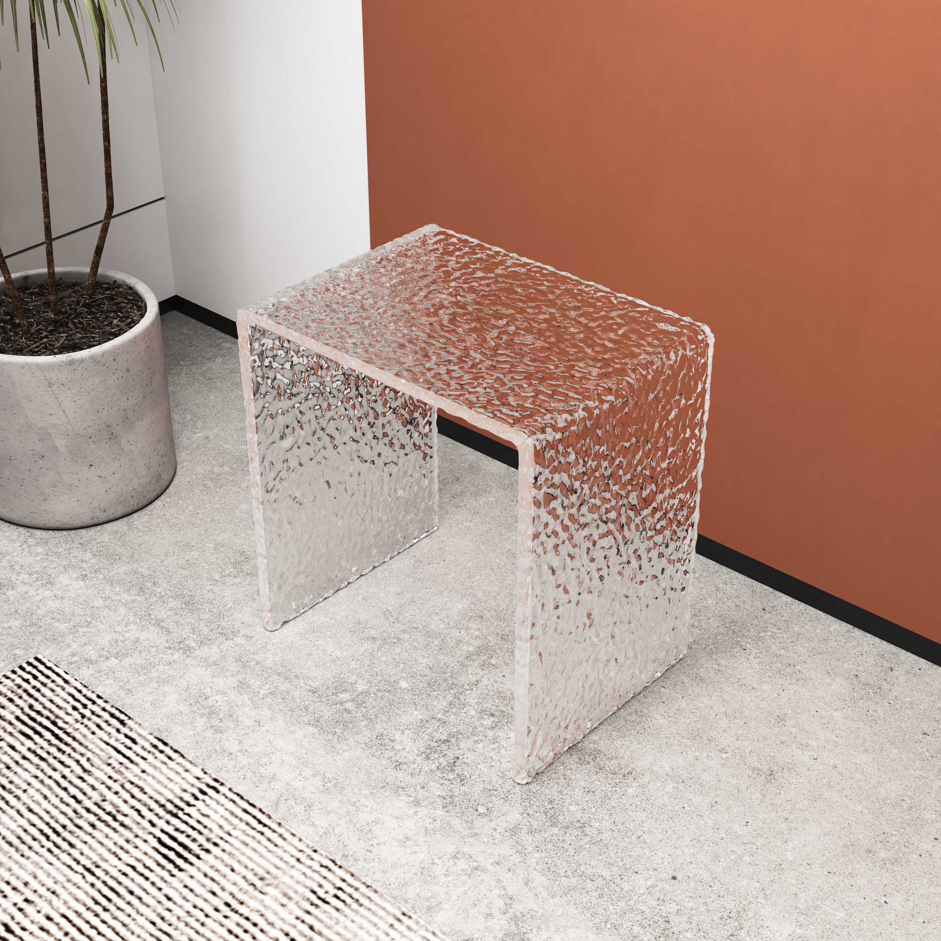 TWSOUL Dusch- und Badhocker Duschhocker Fußhocker Acryl, 42*40*29cm, 12mm dick, Beistelltisch, belastbar bis 113 kg, rutsch- und standfest, Couchtisch, Nachttisch, Regal