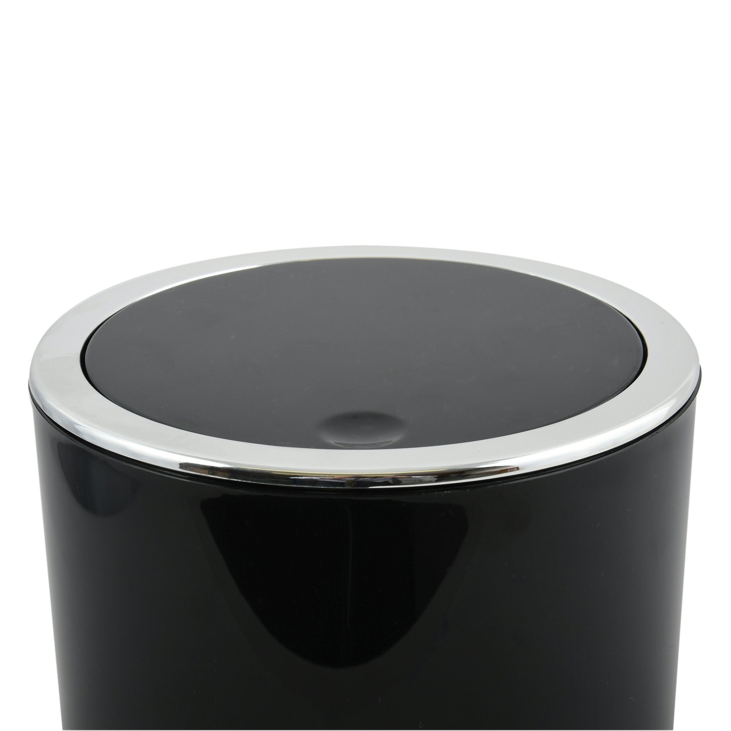 MSV Kosmetikeimer KAMAKA, eleganter Abfalleimer mit Schwingdeckel, für Küche, Bad, Büro, in angesagten Trendfarben, 6 L, schwarz