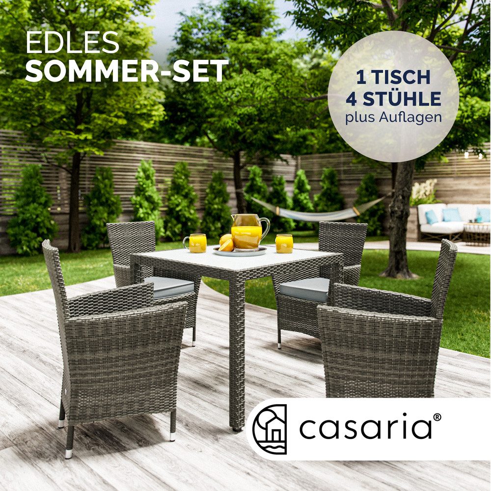 Casaria Garten-Essgruppe, (5-tlg), Polyrattan 4 Personen günstig online kaufen