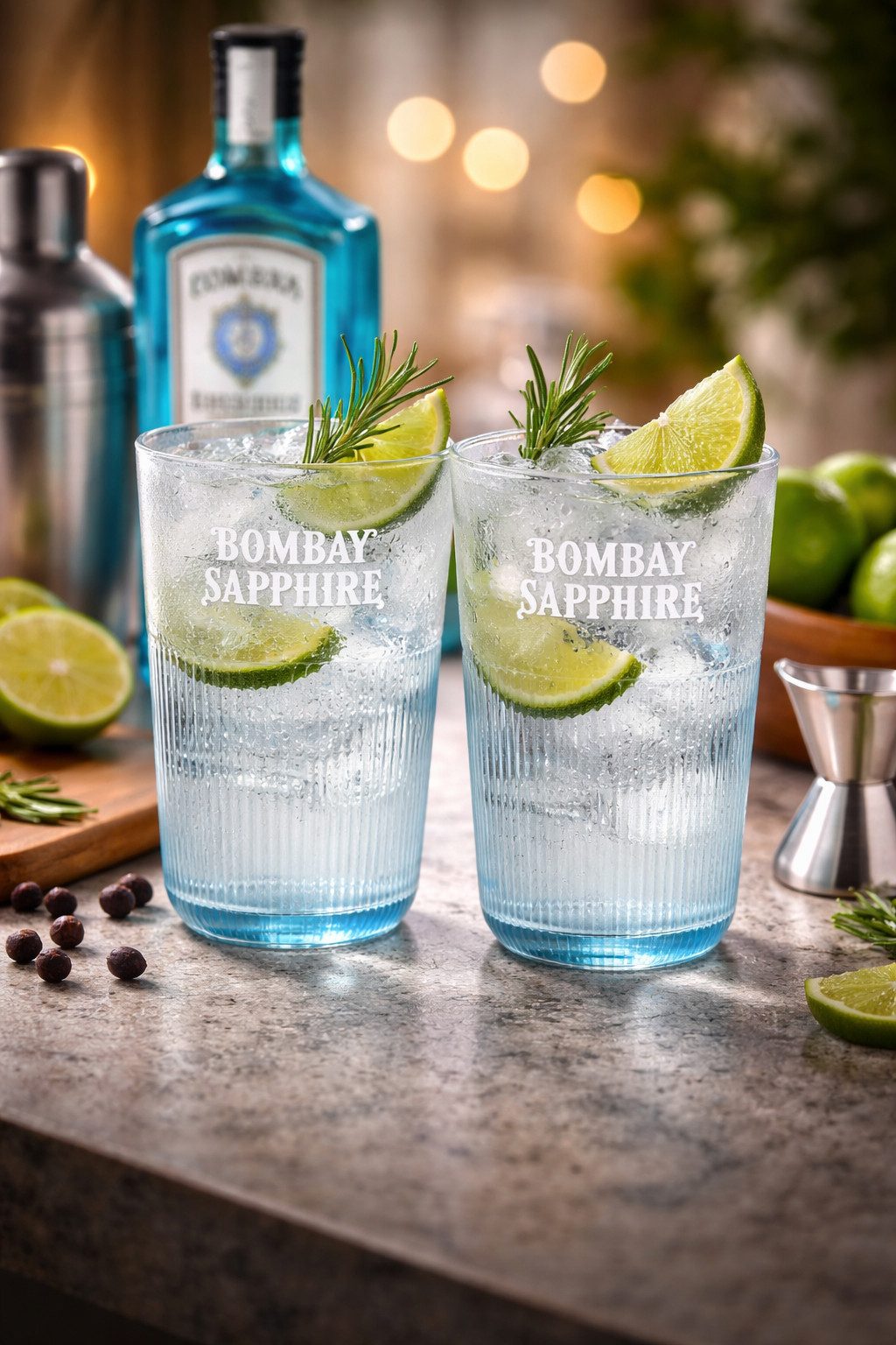 Bombay Sapphire Gläser-Set Bombay Sapphire Gin Gläser Set – 2× Blaue Longdrink Gläser mit Relief – Bild 2 von 2