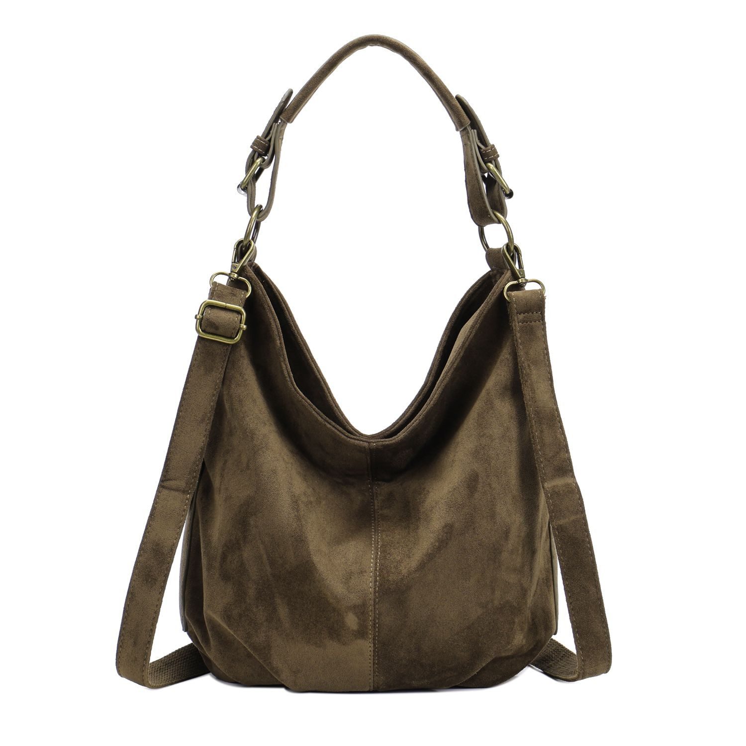 ITALYSHOP24 Schultertasche DAMEN SHOPPER Hobo Bag Umhängetasche Handtasche City Bag Cross-Over (Spar-Set: Henkel Tasche mit Schultergurt, Workbag Leder Optik, 2-tlg., mit Henkel und Schultergurt), Damentasche Freizeit Abend Leder Optik Henkeltasche Reise Crossbody