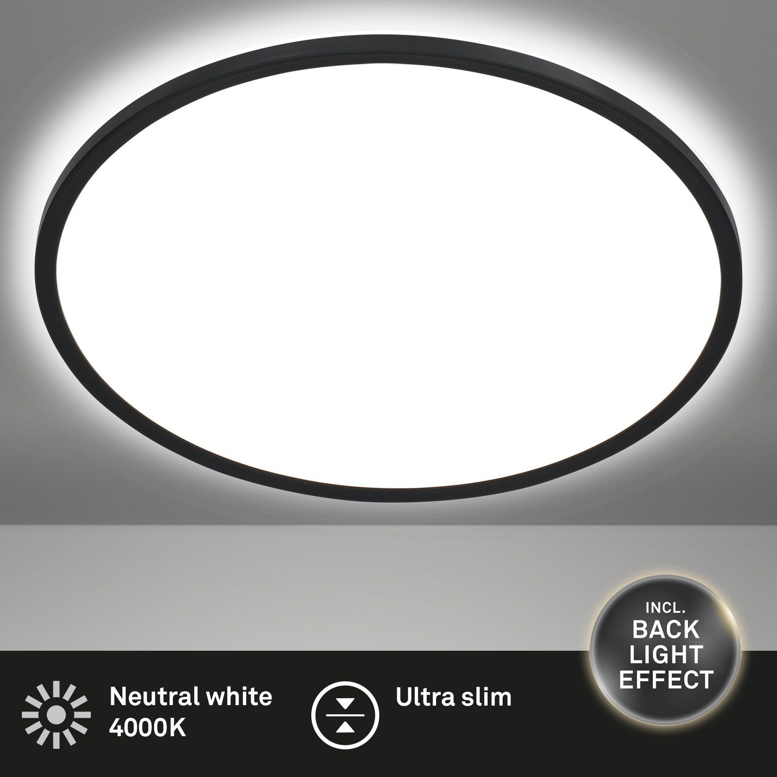 schwarz, Backlighteffekt, Panel 7157-415, cm LED 42 Neutralweiß, verbaut, LED Briloner ultraflach, fest Backlight, Leuchten mit