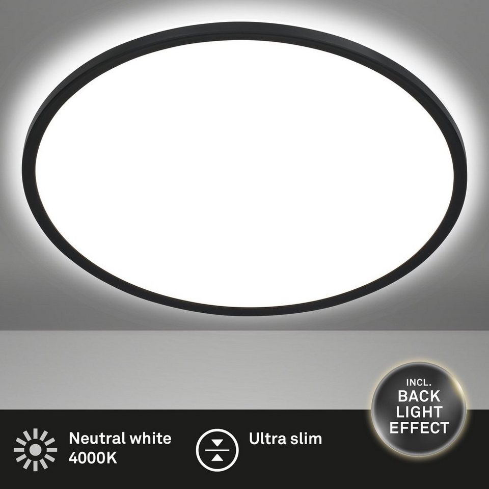 Briloner Leuchten LED Panel 7157-415, Backlight, LED fest verbaut,  Neutralweiß, ultraflach, mit Backlighteffekt, schwarz, 42 cm