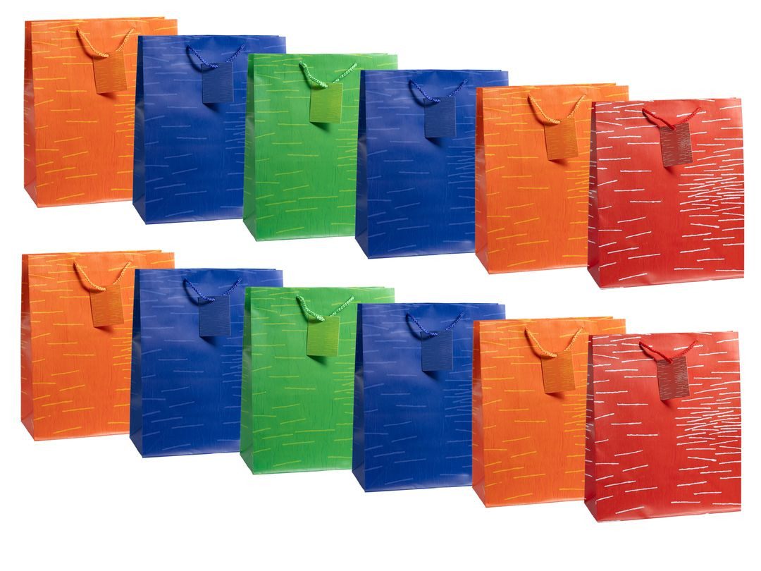 Geschenkbox Geschenktüten mit Henkel Medium Linientanz Bunt 12-96stk
