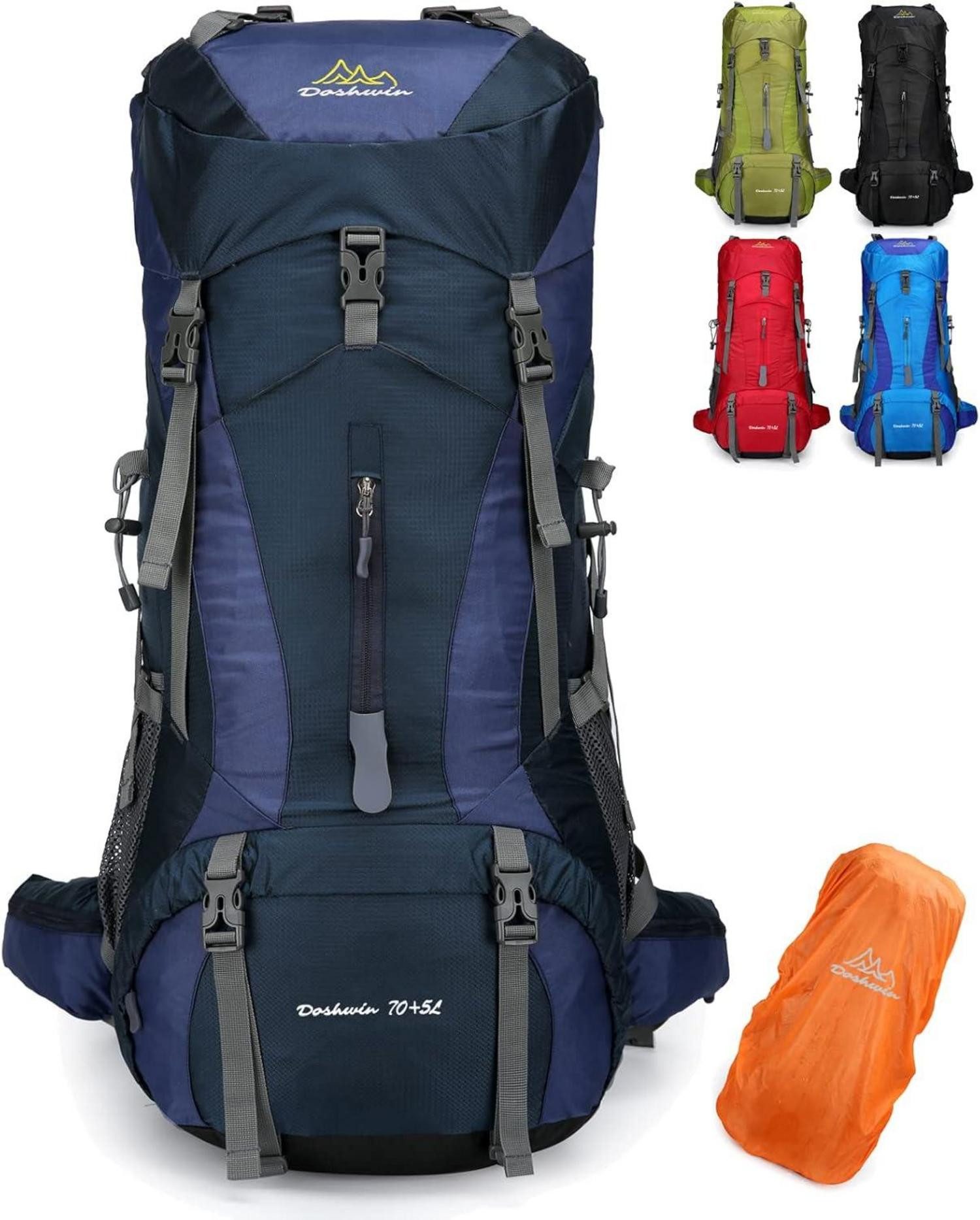 Wanderrucksack Rucksack 70L Camping Trekking Wandern Reisen Regenschutz Blau