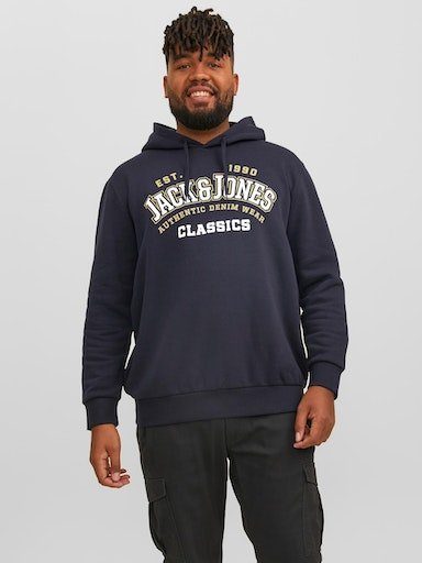 Günstiger Großhandel mit Jack & Jones PlusSize Kapuzensweatshirt COL PLS JJELOGO HOOD SWEAT navy 23/24 NOOS dark 2