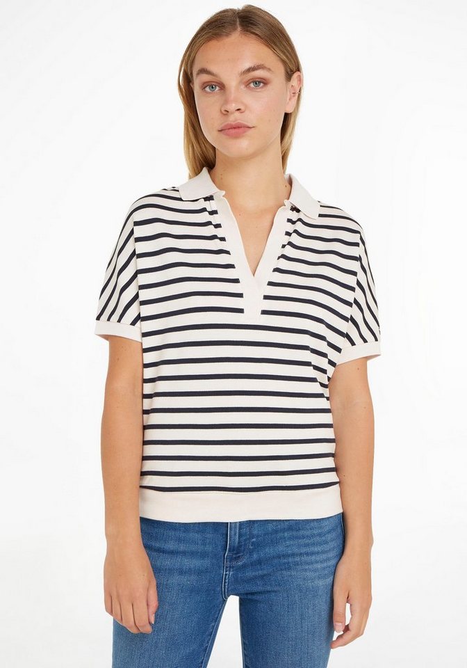 Tommy Hilfiger Poloshirt RELAXED LYOCELL POLO SS mit tiefem V-Ausschnitt
