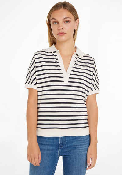 Tommy Hilfiger Poloshirt RELAXED LYOCELL POLO SS mit tiefem V-Ausschnitt