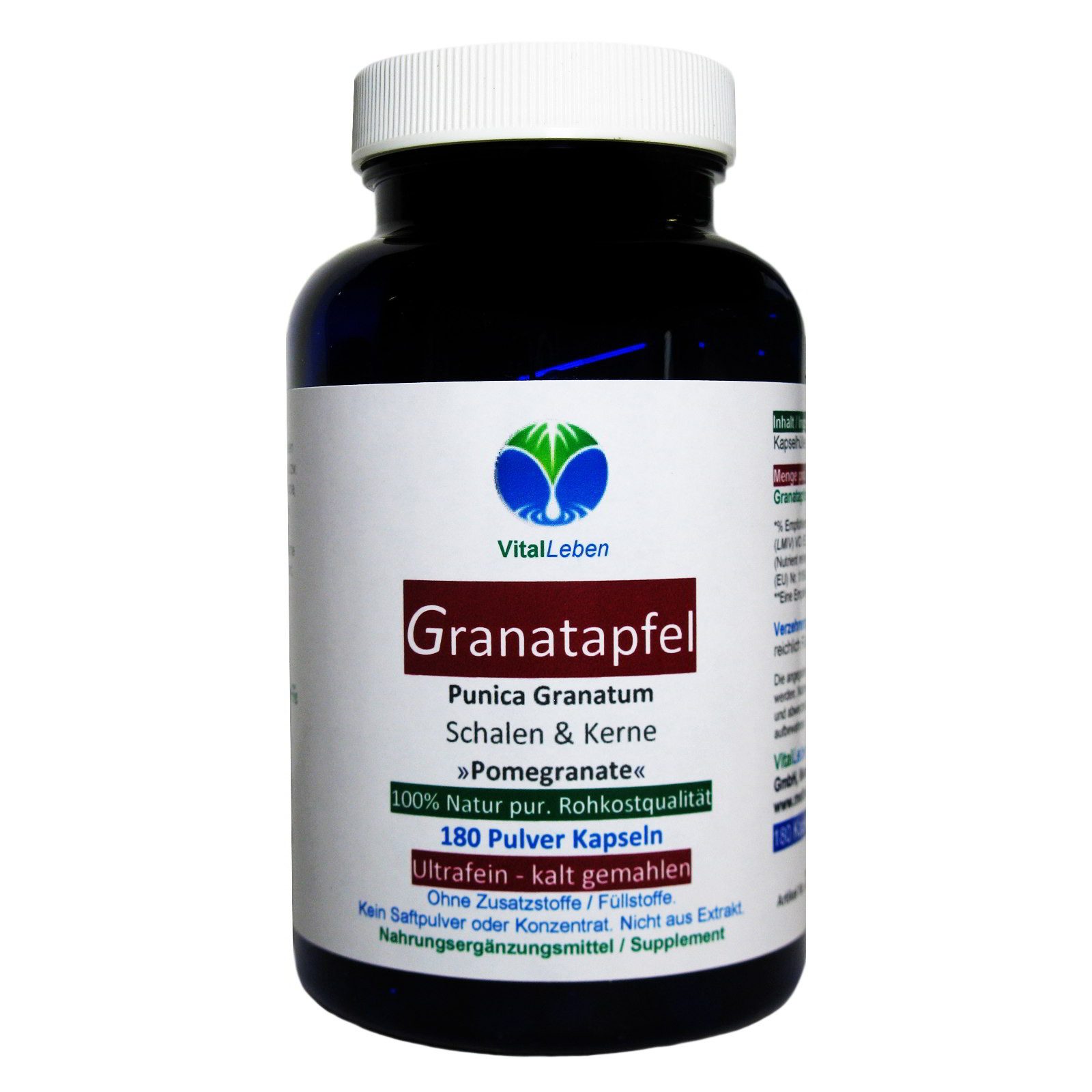Granatapfel Schalen & Kerne Mega Antioxidantien OHNE Zusatzstoffe Kapseln