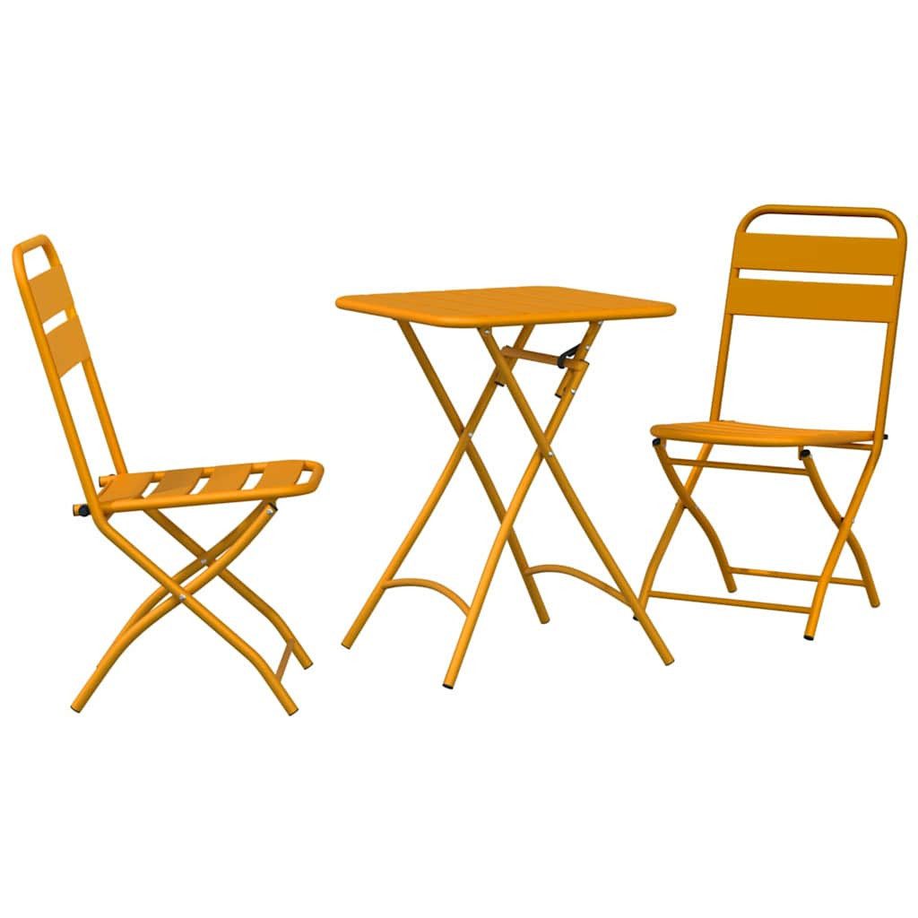 vidaXL Gartenlounge-Set Bistrogarnitur 3 pcs Senf Stahl, (3-tlg)