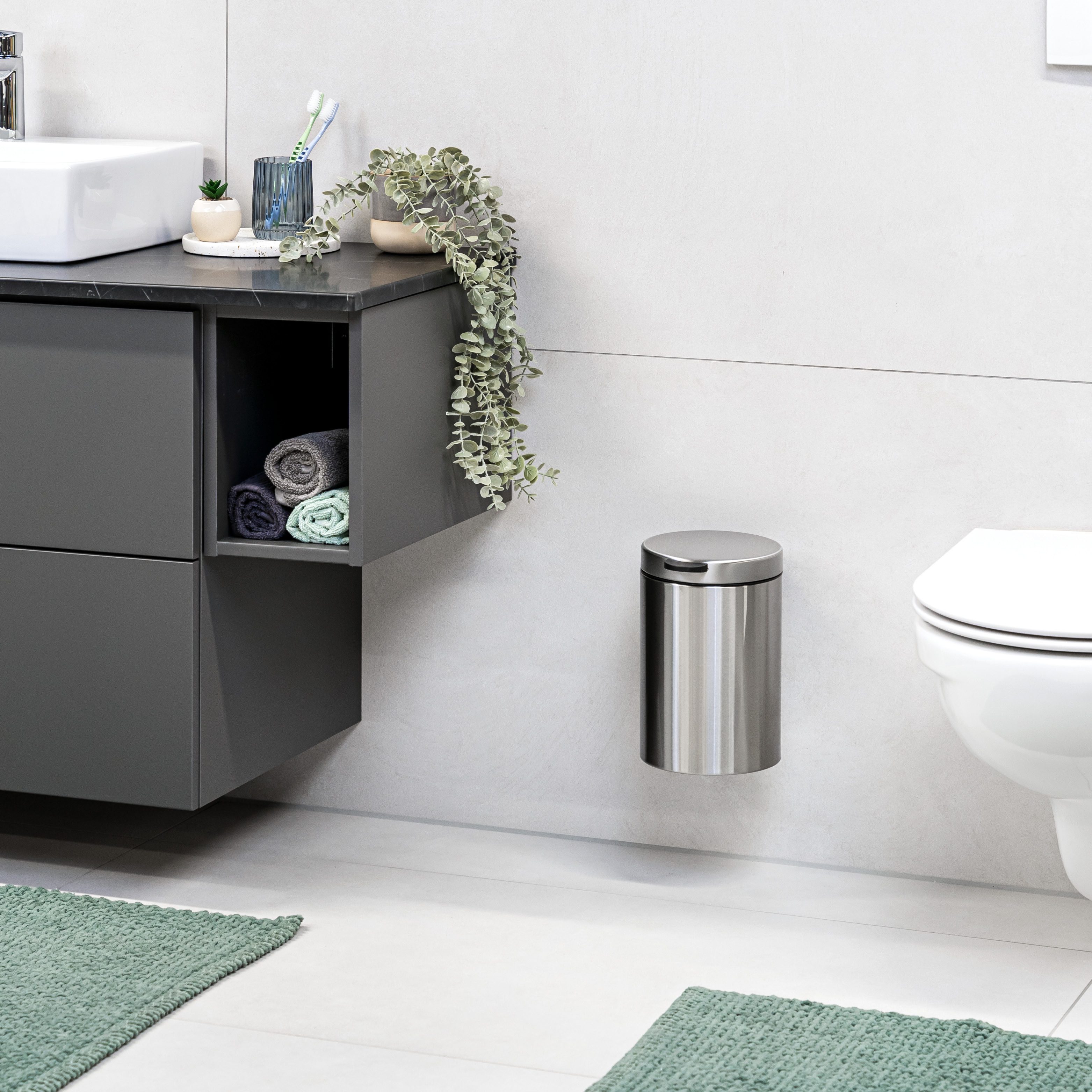 bremermann Kosmetikeimer runder Wand-Kosmetikeimer 3 Liter inkl. Wandhalterung, Edelstahl