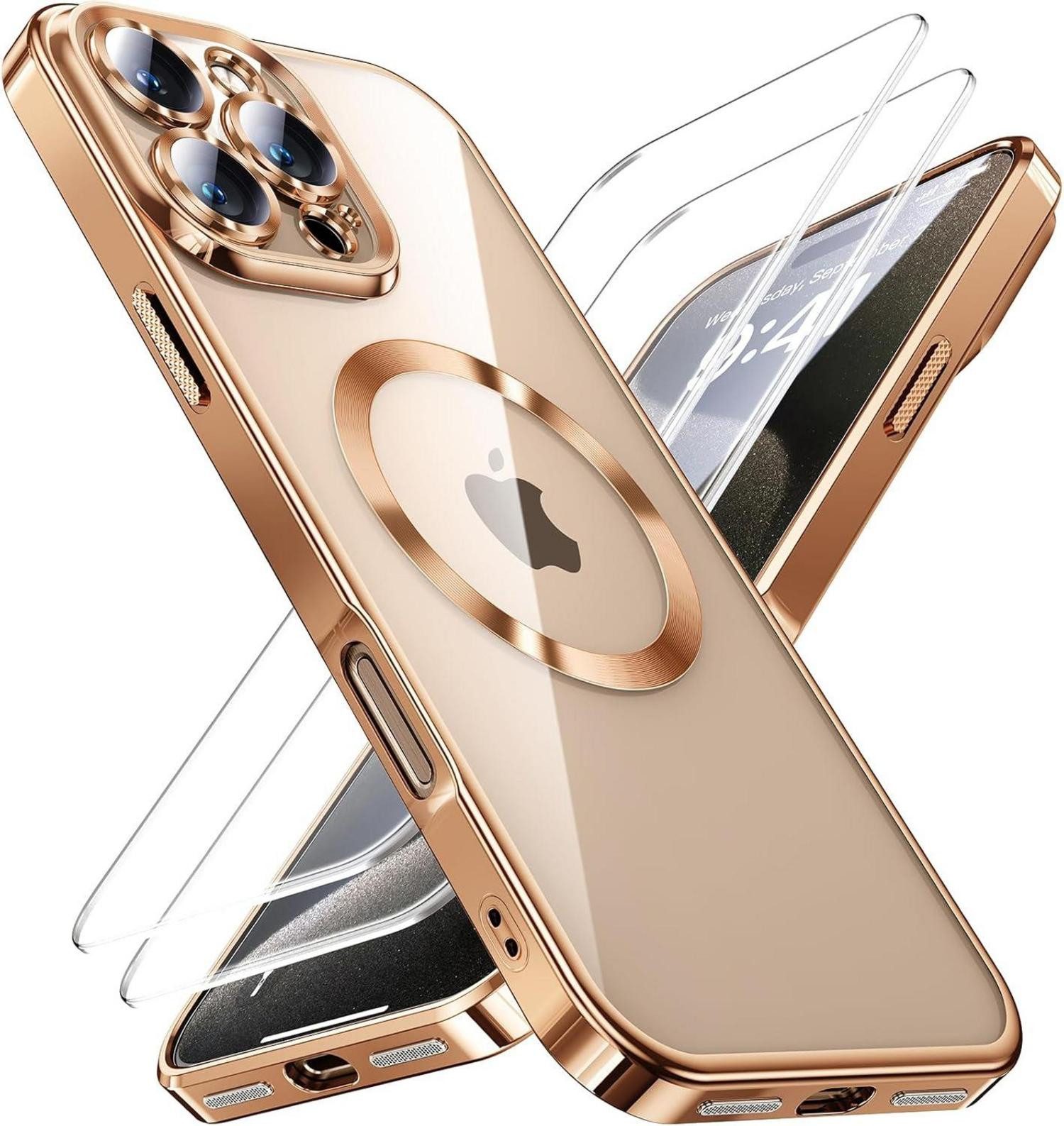 LuxusKollektion Handyhülle iPhone 16 Pro Hülle 3 in 1 mit Schutzfolie Militärstandard N56 Magnete