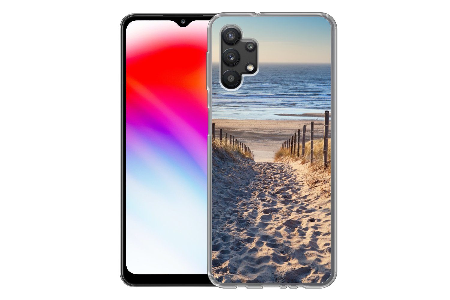 MuchoWow Handyhülle für Samsung Galaxy A32 5G Strand - Meer - Niederlande - Dünen - Sonne, Smartphone-Bumper, Print, Handy Schutzhülle Dünn