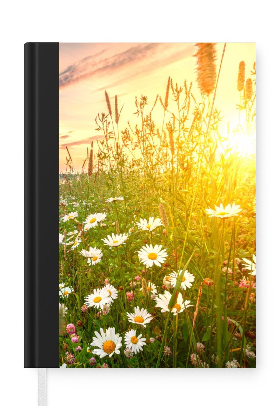 MuchoWow Notizbuch Blumen - Gänseblümchen - Natur - Sonne - Horizont, Journal, Merkzettel, Tagebuch, Notizheft, A5, 98 Seiten, Haushaltsbuch