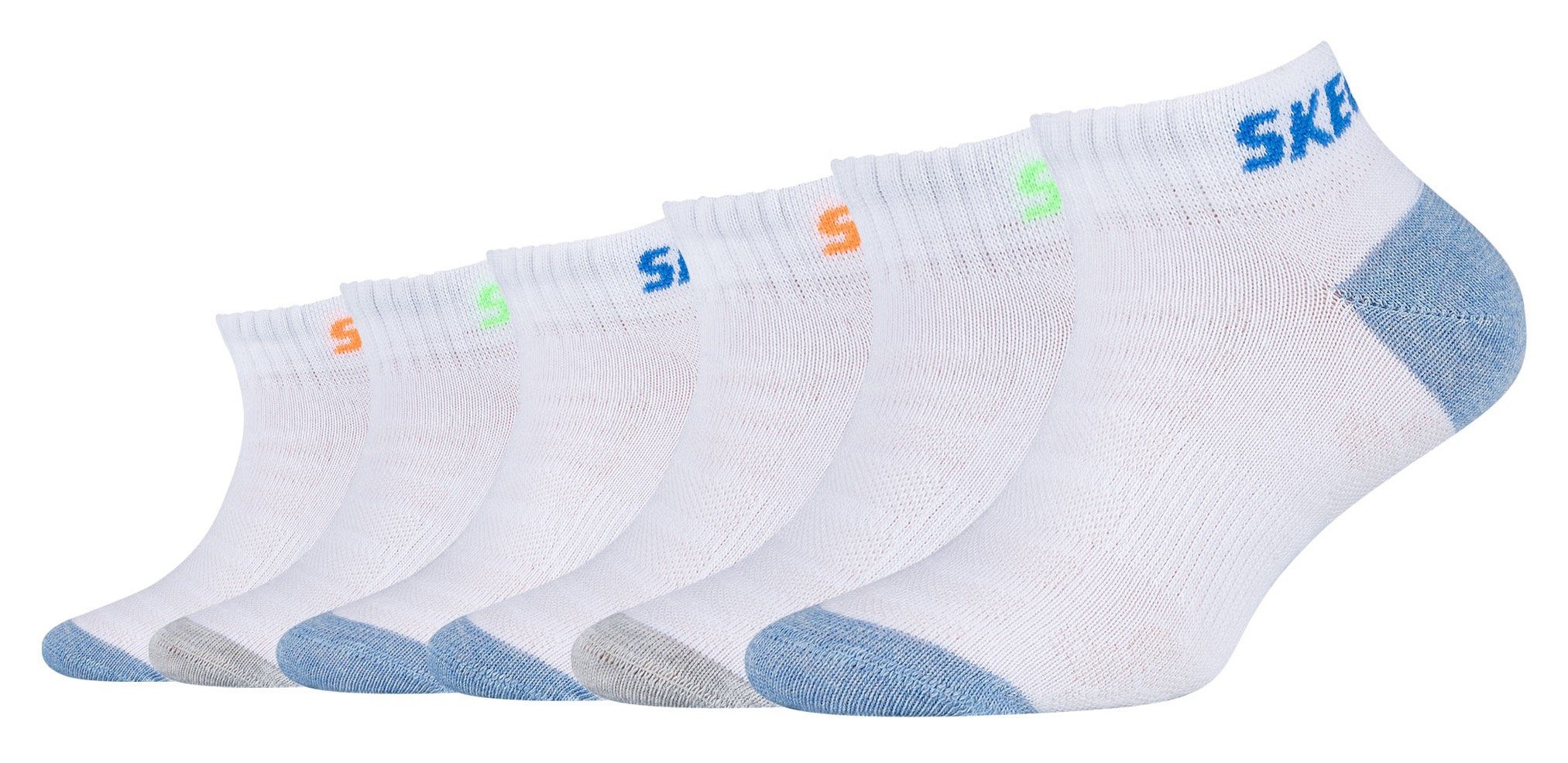 Skechers Sneakersocken (6-Paar) (6 Paar) mit weichem Bündchen weiß-grau-hellblau | Sneakersocken