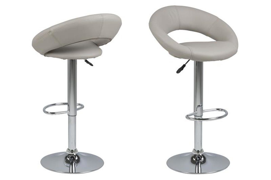 Barhocker Plus Barhocker in taupe Kunstleder mit Chrom Fuss